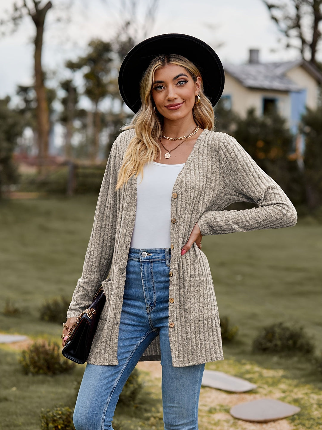 Casual Warm Ribbed Cotton Knitwear Cardigan for Women | Perfect for Casual Days