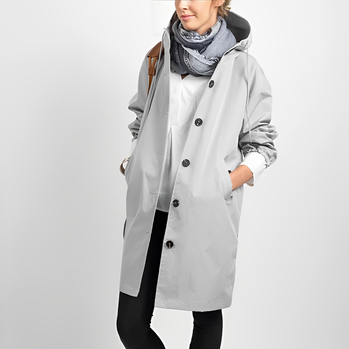 Women's Stylish Waterproof Rain Coat with Hood | Ideal for Autumn/Winter