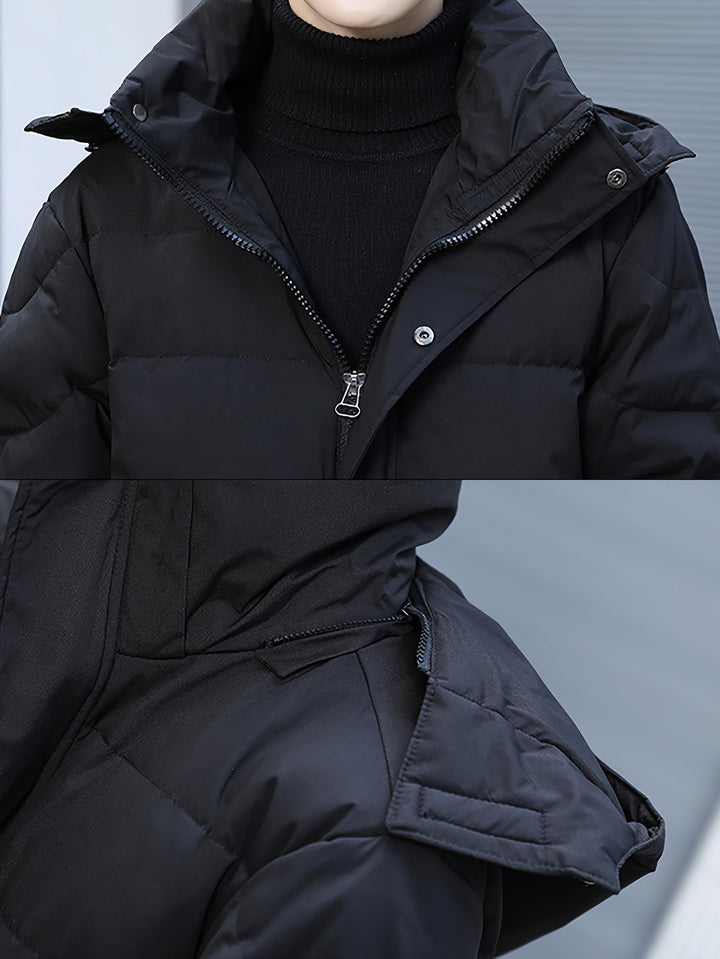 Casual Black Warm Long Padded Hooded Winter Jacket For Men | Perfect for Winter