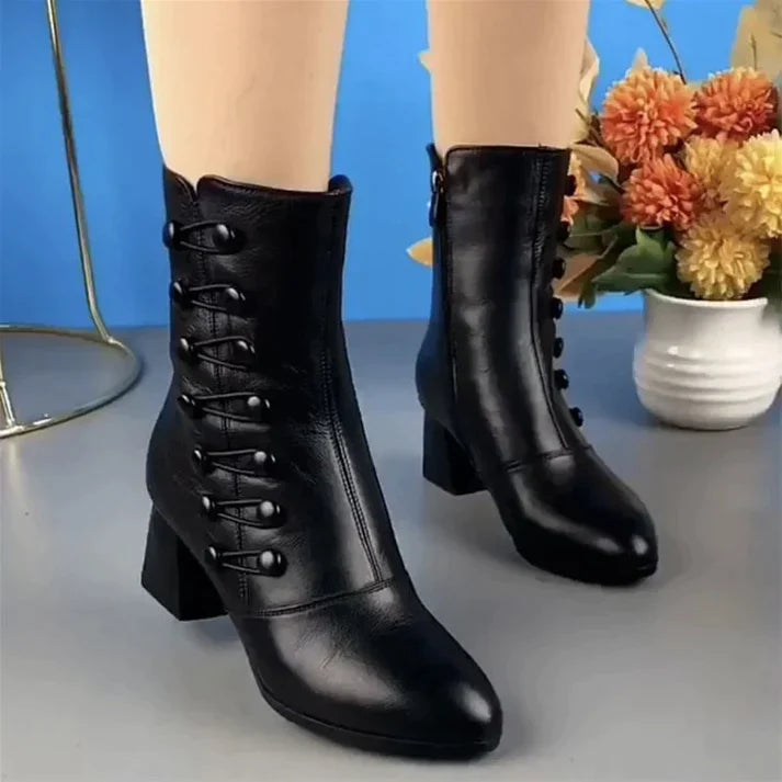 Vegan Smooth Leather Ankle Boots with Heel for Women | Ideal for Everyday Wear