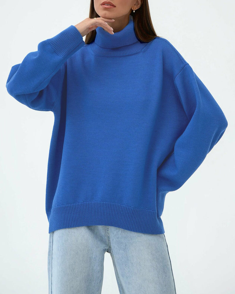 Elegant Oversized Cotton Turtleneck Sweater for Women | Perfect for Casual Days