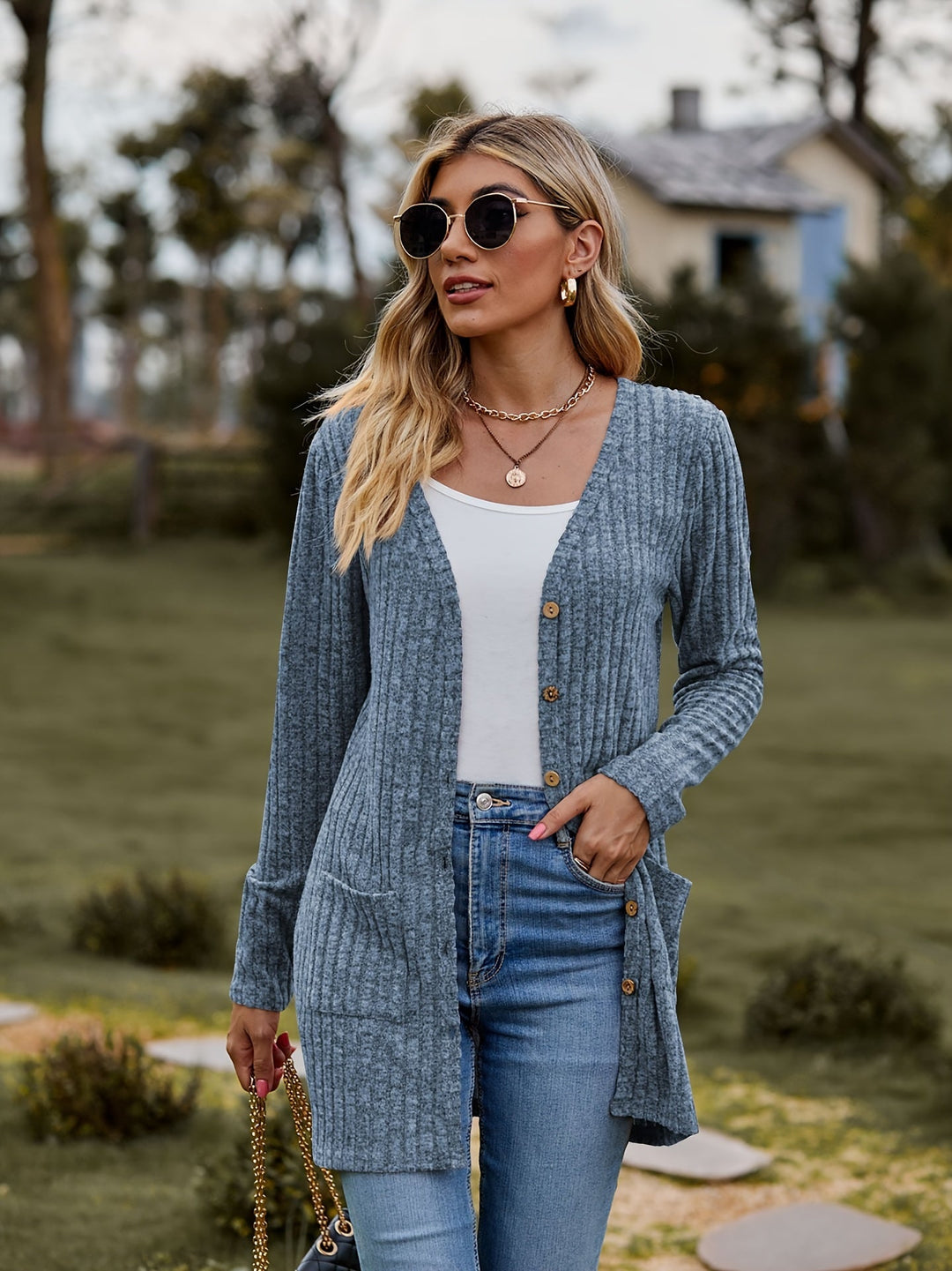 Casual Warm Ribbed Cotton Knitwear Cardigan for Women | Perfect for Casual Days