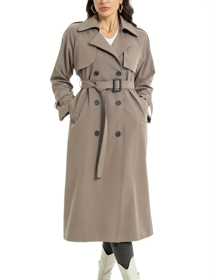 Women’s Elegant Plus Size Double Breasted Trench Coat | Ideal for Autumn/Winter