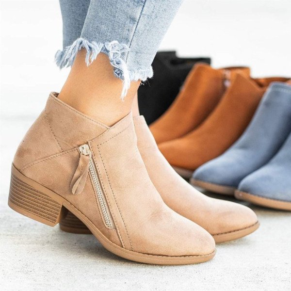 Faux Leather Ankle Boots with Zipper and Heel for Women | Perfect for Casual Days