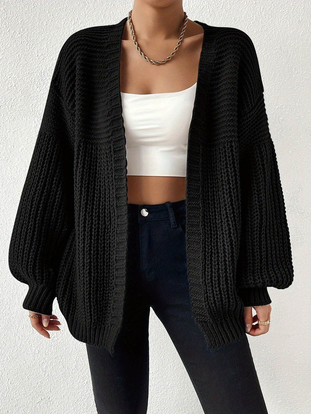 Casual Cozy Chunky Knit Wool Drop Shoulder Cardigan for Women | Perfect for Casual Days