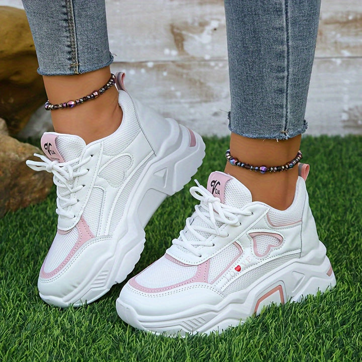 Stylish Heart Pattern Chunky Sneakers for Women | Perfect for Everyday Wear