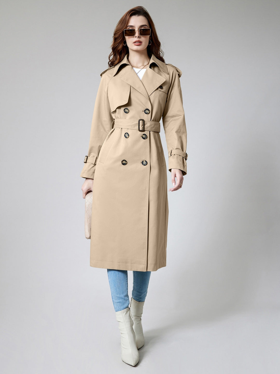 Elegant Trench Coat with Belt Detail and Mid-Length Windproof Design for Women | Ideal for Autumn