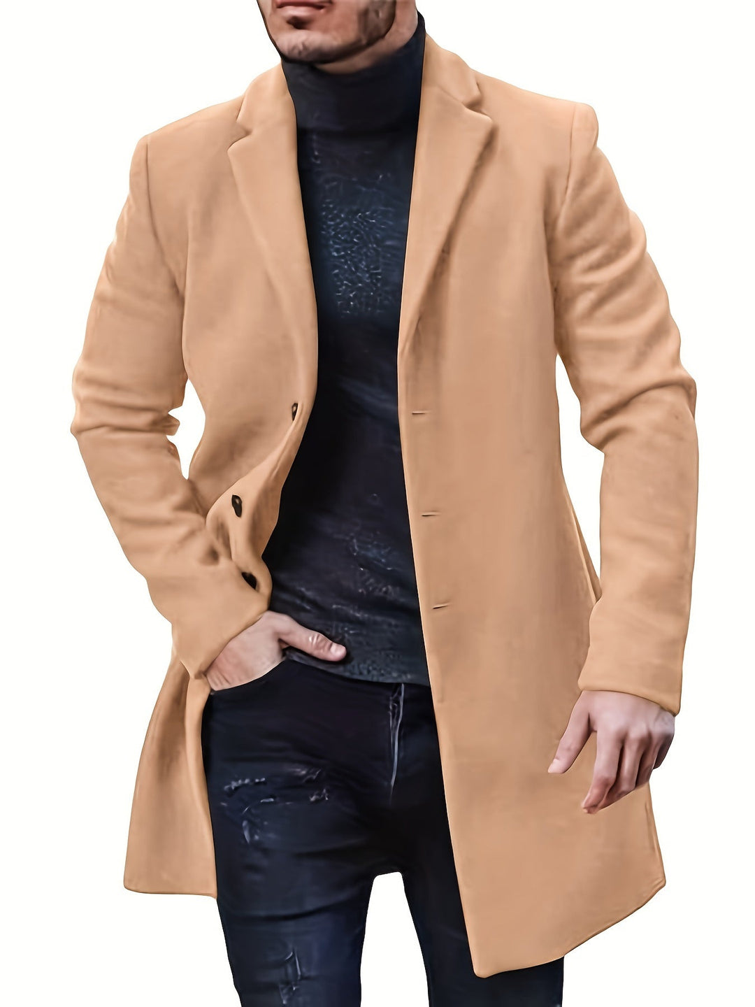 Elegant Single Breasted Winter Jacket for Men | Ideal for Winter