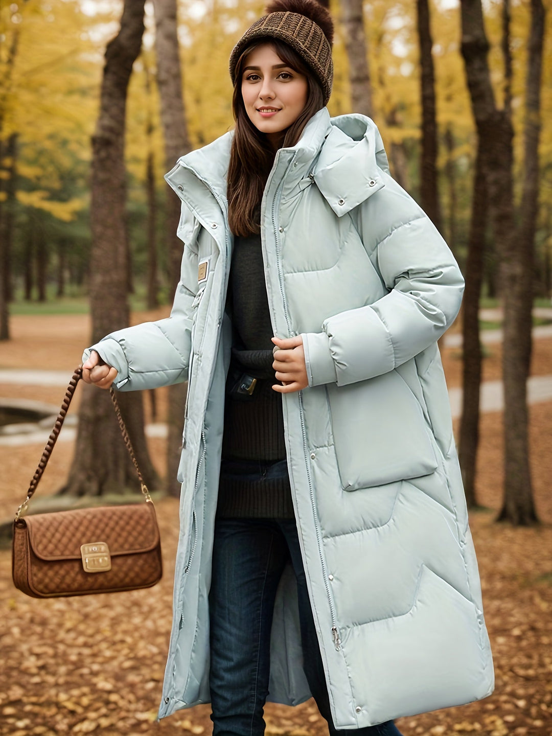 Women's Casual Plus Size Long Winter Coat with Hood and Zipper | Ideal for Autumn/Winter