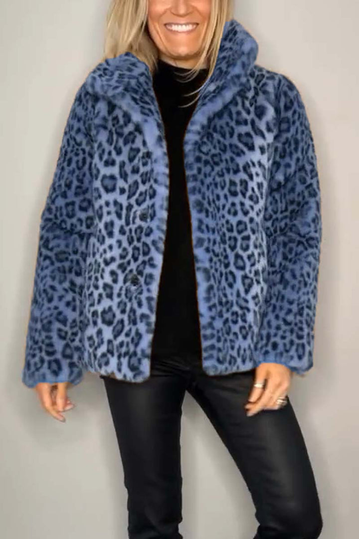 Fashionable Women's Winter Faux Fur Coat With Leopard Print Lapel | Ideal for Winter