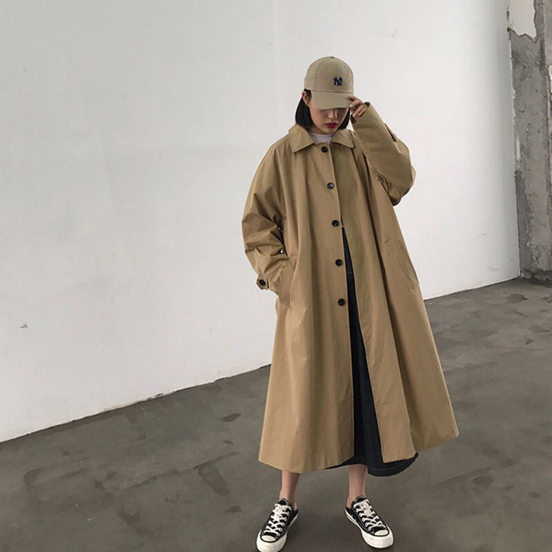 Women's Oversized Korean Style Trench Coat | Ideal for Autumn/Winter