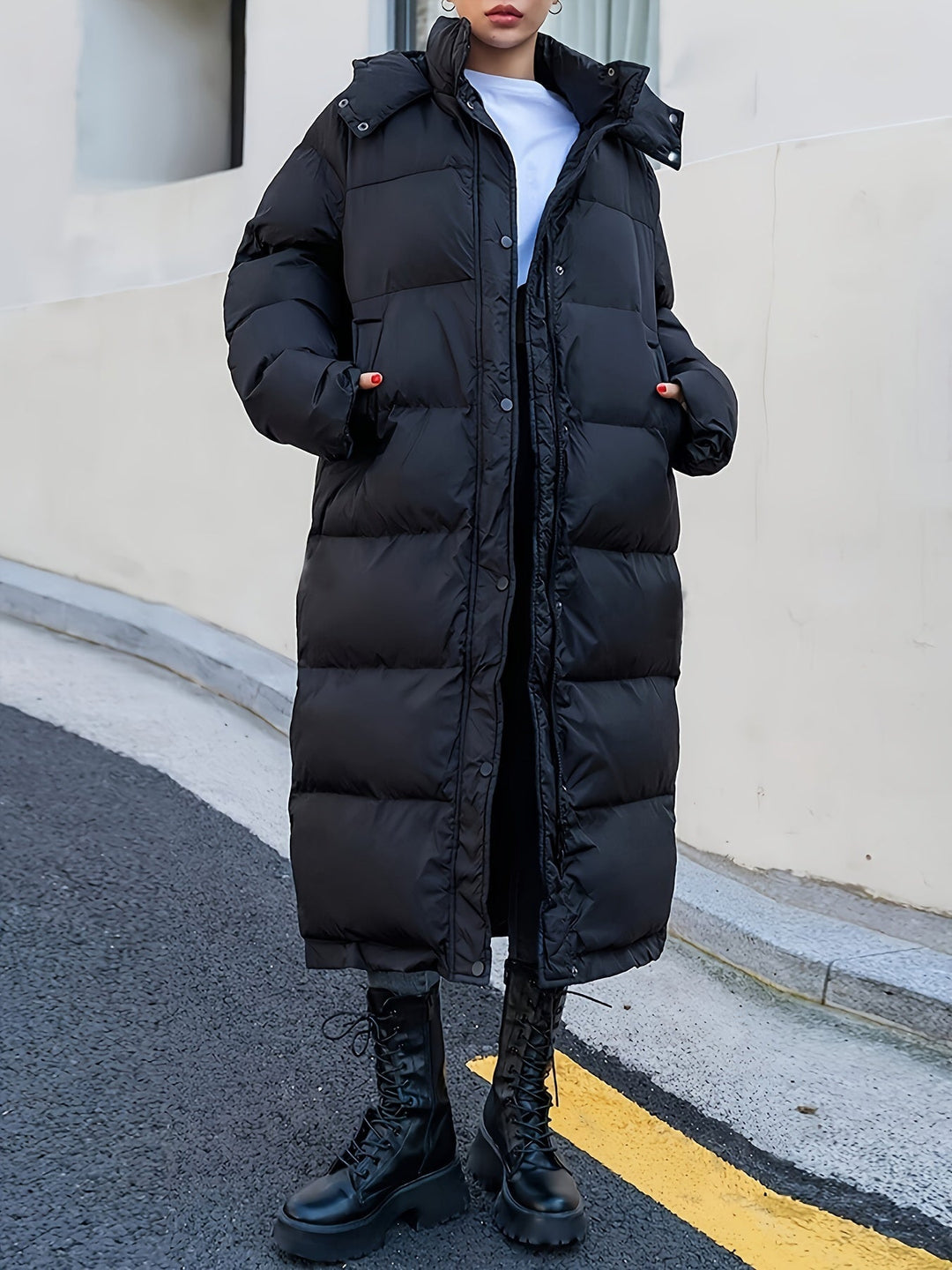 Casual Long Puffer Winter Jacket with Hood for Women | Ideal for Winter