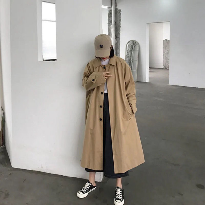 Women's Oversized Korean Style Trench Coat | Ideal for Autumn/Winter