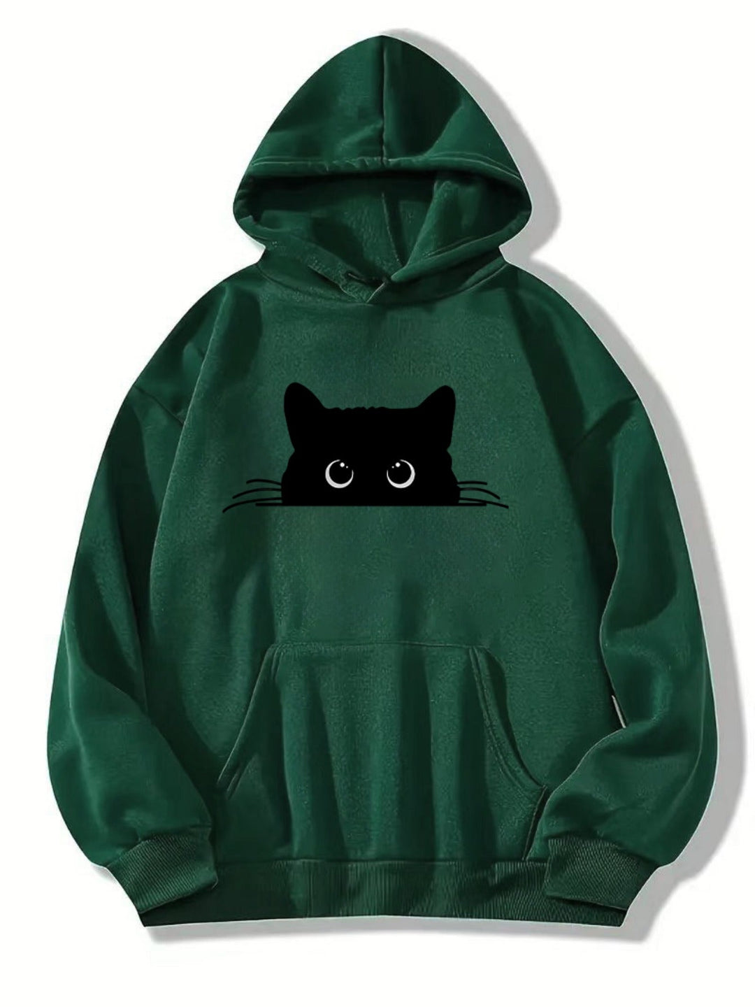 Elegant Sweat Pullover Hoodie with Cat Print and Hood for Women | Perfect for Casual Days