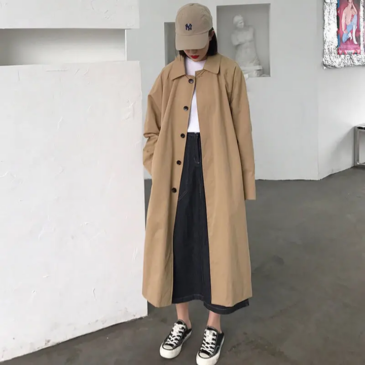 Women's Oversized Korean Style Trench Coat | Ideal for Autumn/Winter