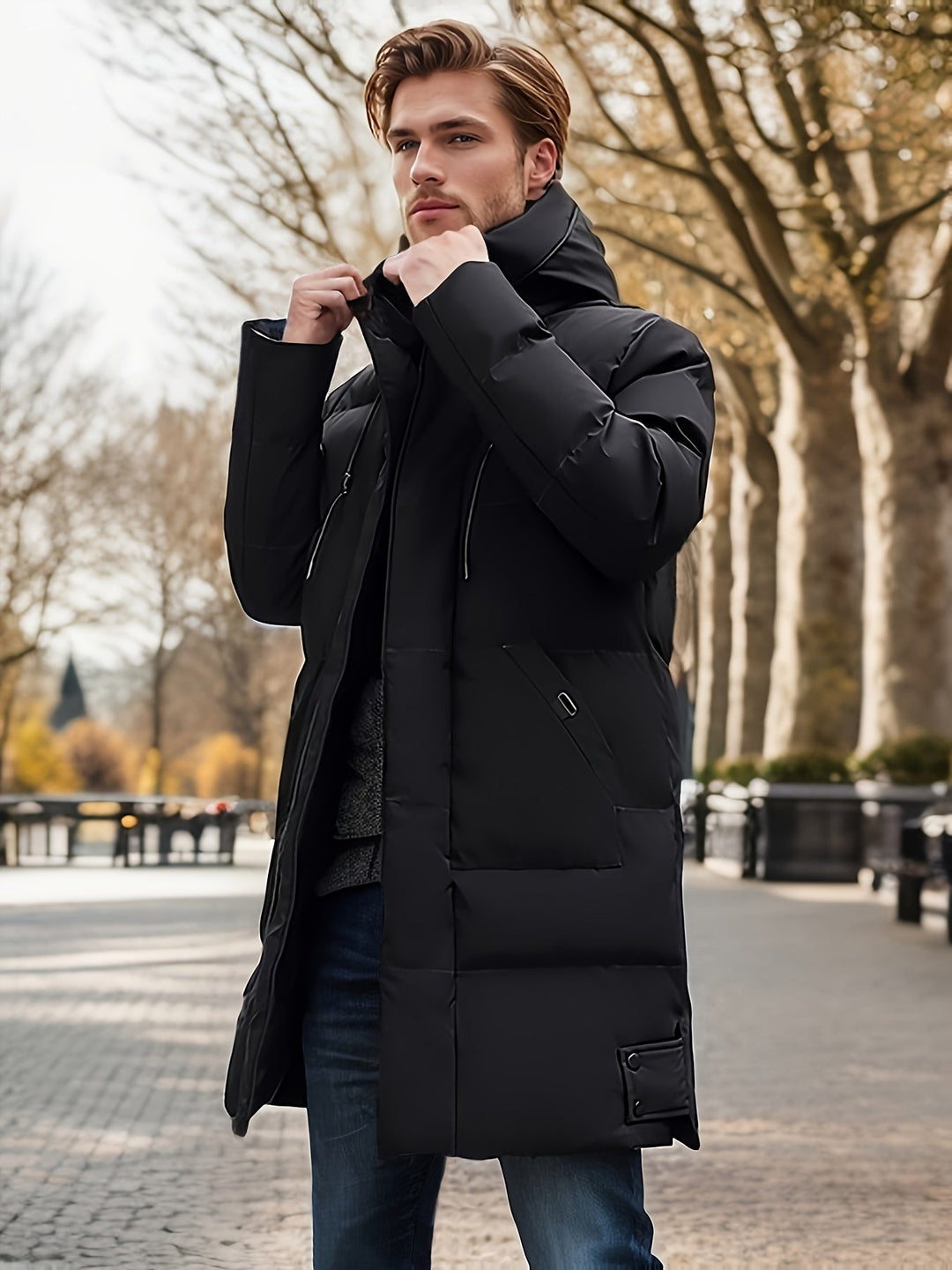 Casual Black Cotton Hooded Winter Jacket For Men | Perfect for Casual Days