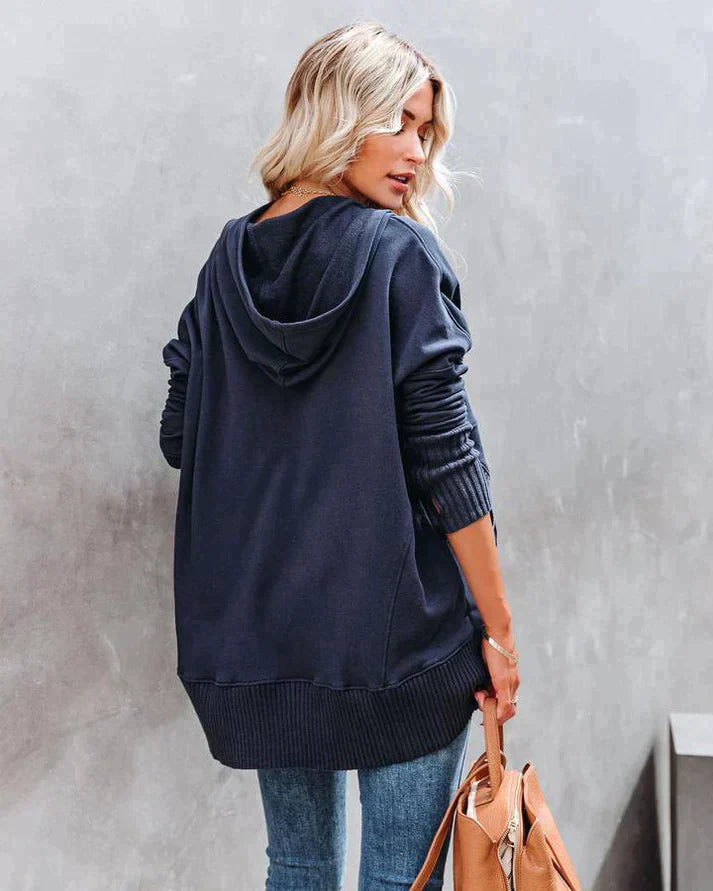 Casual Button V-Neck and Hooded Sweatshirt for Women | Ideal for Autumn