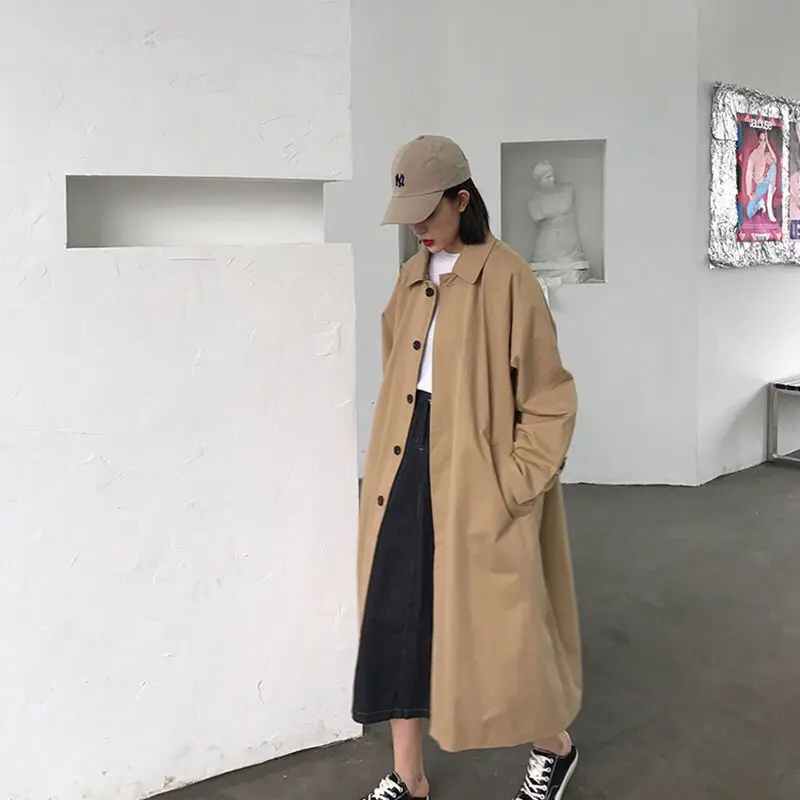 Women's Oversized Korean Style Trench Coat | Ideal for Autumn/Winter