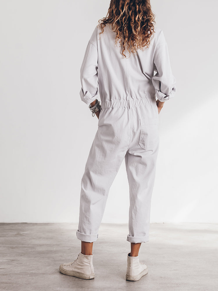 Viola - Women's Relaxed Fit Button Front Jumpsuit