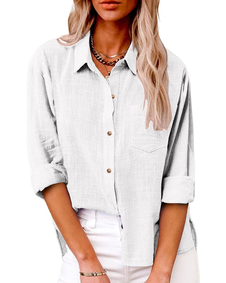 Chic Button Down Long Sleeve Linen Shirt | Perfect for Casual Days