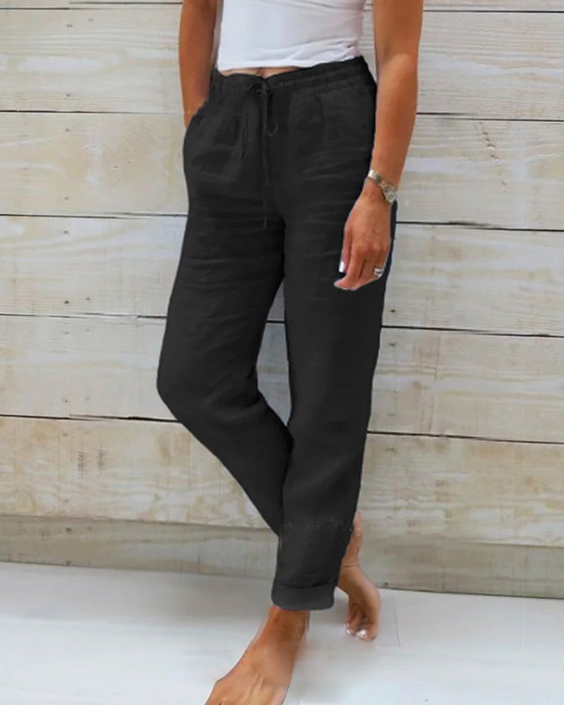 Monika - Cotton and Linen Elasticated Trousers