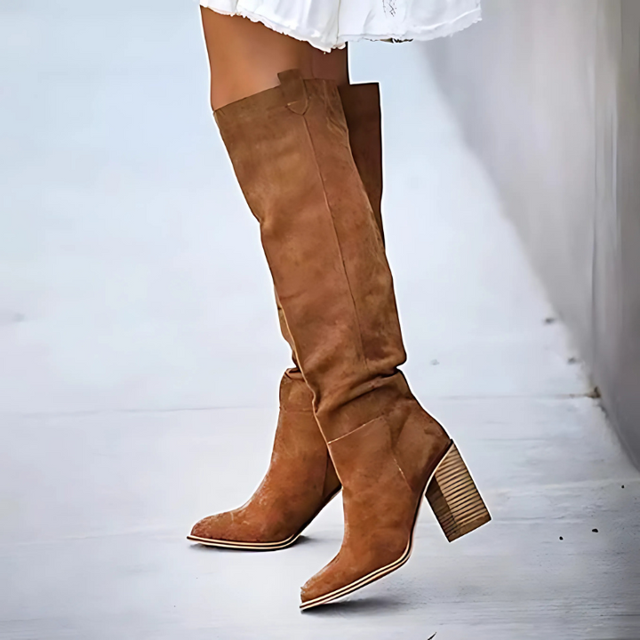 Casual Overknee Leather Cowboy Boots with Suede Look for Women | Perfect for Casual Days