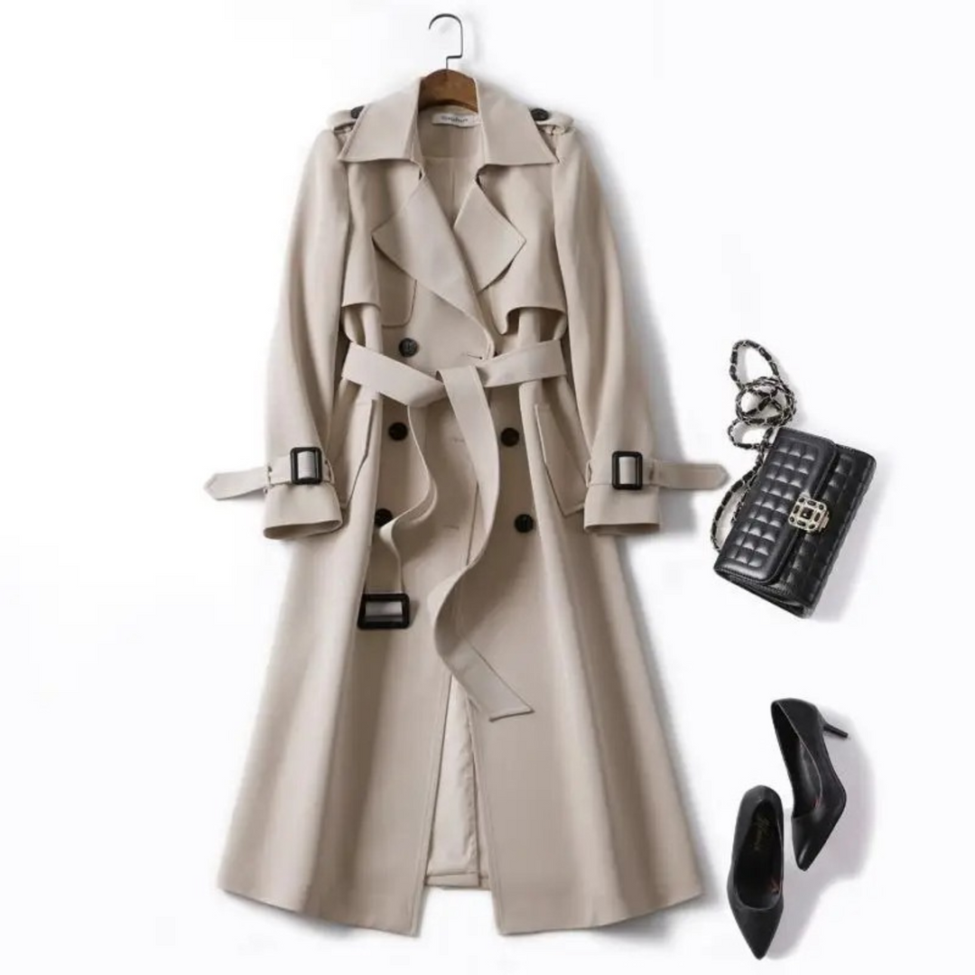 Women's Elegant Long Lace Up Trench Coat | Perfect for Autumn/Winter