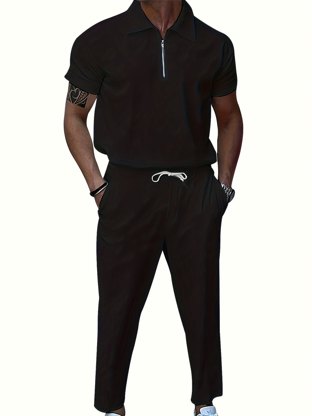 Casual Stylish Zipped Cotton Tracksuit with Breathable Comfy Pants for Men | Ideal for Spring