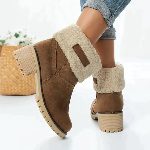 Stylish Suede Ankle Boots with Heel and Fur for Women | Perfect for Casual Days