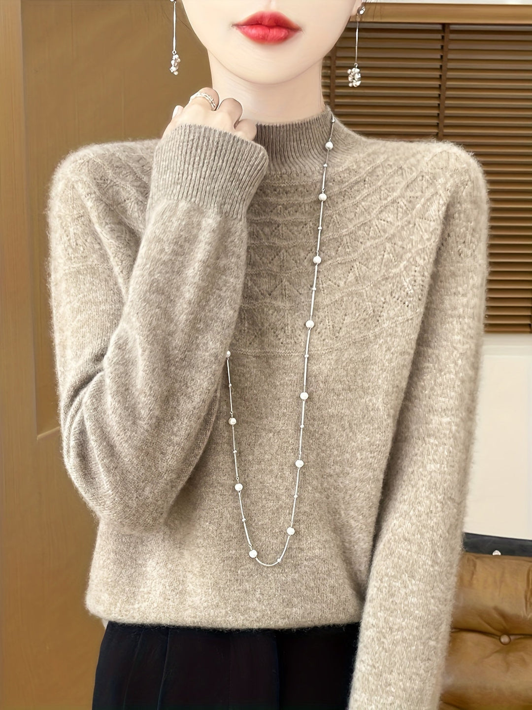 Casual Wool Knit Pullover Sweater for Women | Ideal for Winter