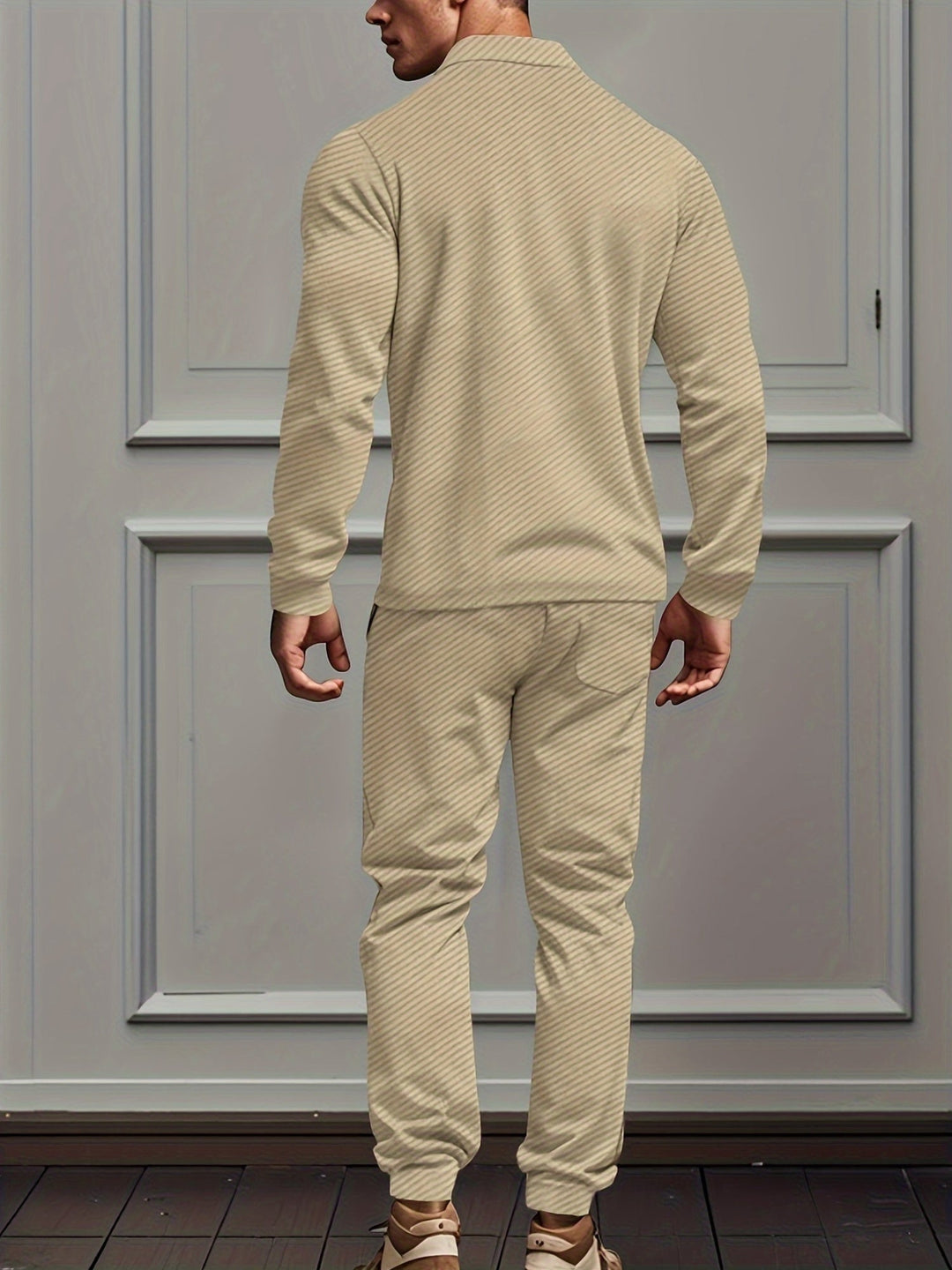 Casual Polyester Blend Knit Tracksuit with Jacket and Cotton Pants for Men | Ideal for All Seasons