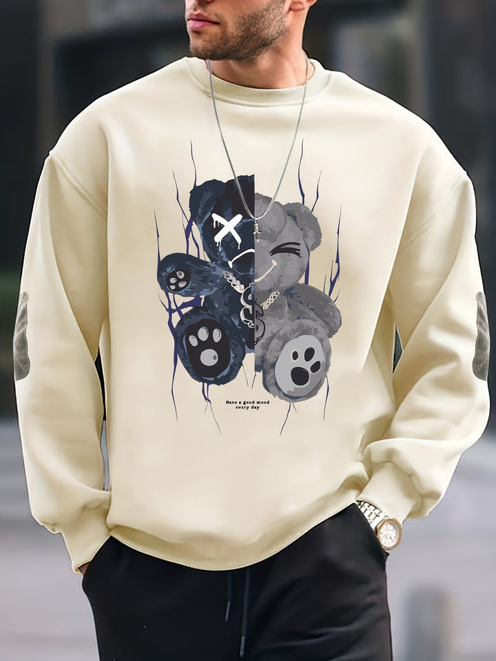 Casual Fashion Crew Neck Cotton Pullover Sweatshirt for Men | Perfect for Casual Days