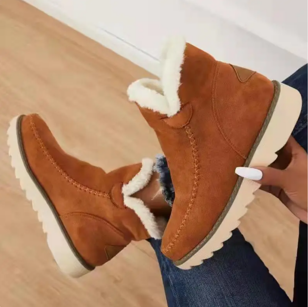 Casual Flat Suede Ankle Boots with Fur for Women | Perfect for Casual Days