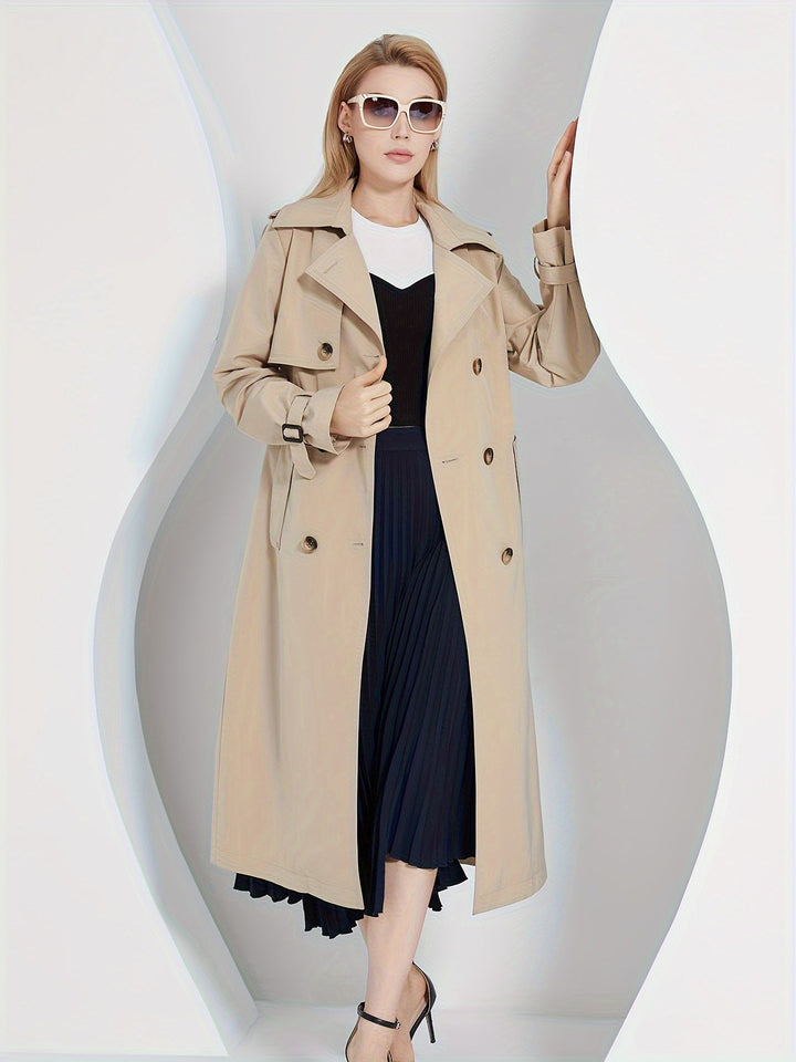 Elegant Belted Trench Coat with Long Sleeves for Women | Ideal for Autumn