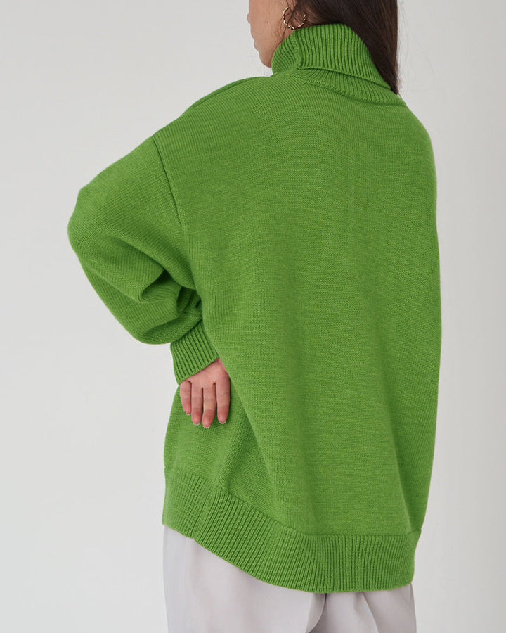 Elegant Oversized Cotton Turtleneck Sweater for Women | Perfect for Casual Days