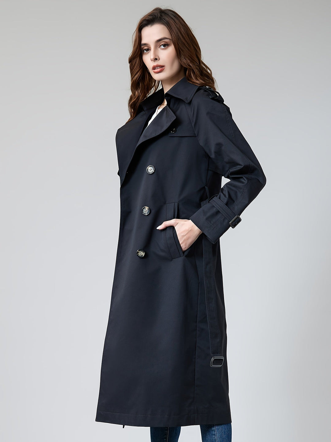 Elegant Trench Coat with Belt Detail and Mid-Length Windproof Design for Women | Ideal for Autumn