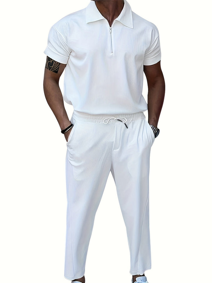 Casual Stylish Zipped Cotton Tracksuit with Breathable Comfy Pants for Men | Ideal for Spring