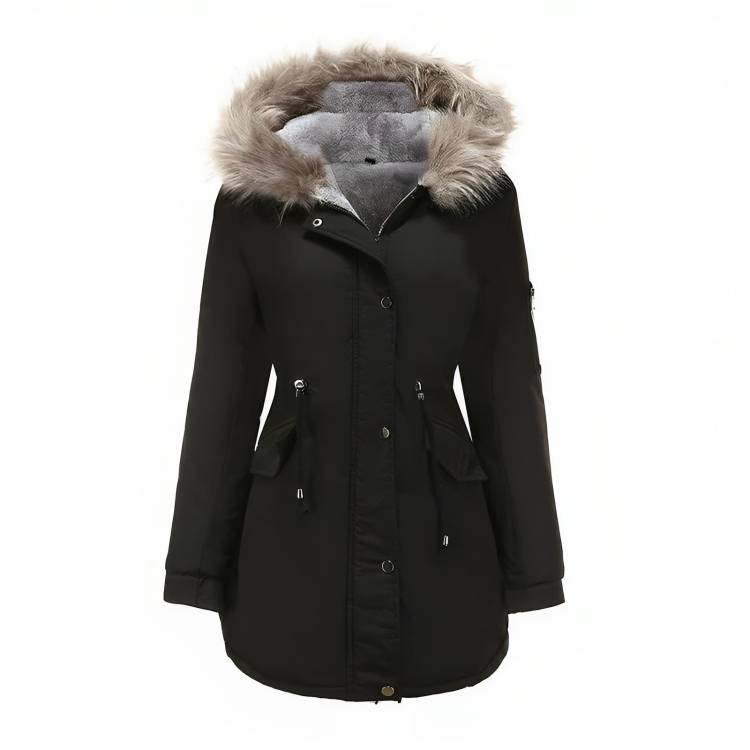 Classic Winter Parka Jacket with Fur Hood and Adjustable Waist for Women | Ideal for Winter