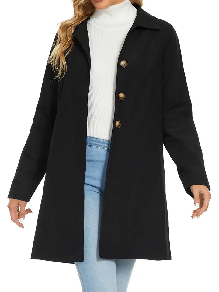 Women's Classic Solid Single-Breasted Trench Coat | Ideal for Autumn/Winter Everyday Wear