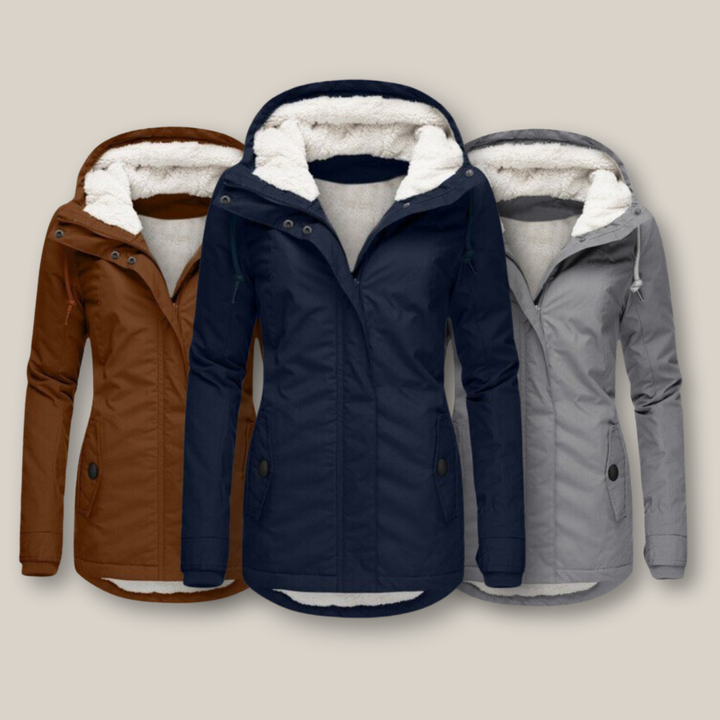 Women's Warm Fleece Hooded Winter Jacket with Zip | Ideal for Autumn/Winter