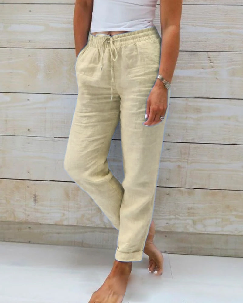 Monika - Cotton and Linen Elasticated Trousers