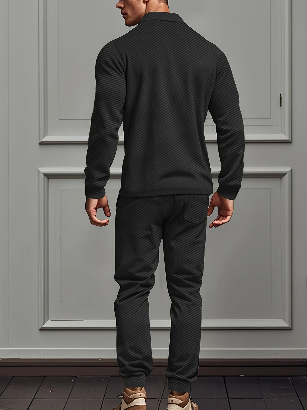 Casual Polyester Blend Knit Tracksuit with Jacket and Cotton Pants for Men | Ideal for All Seasons