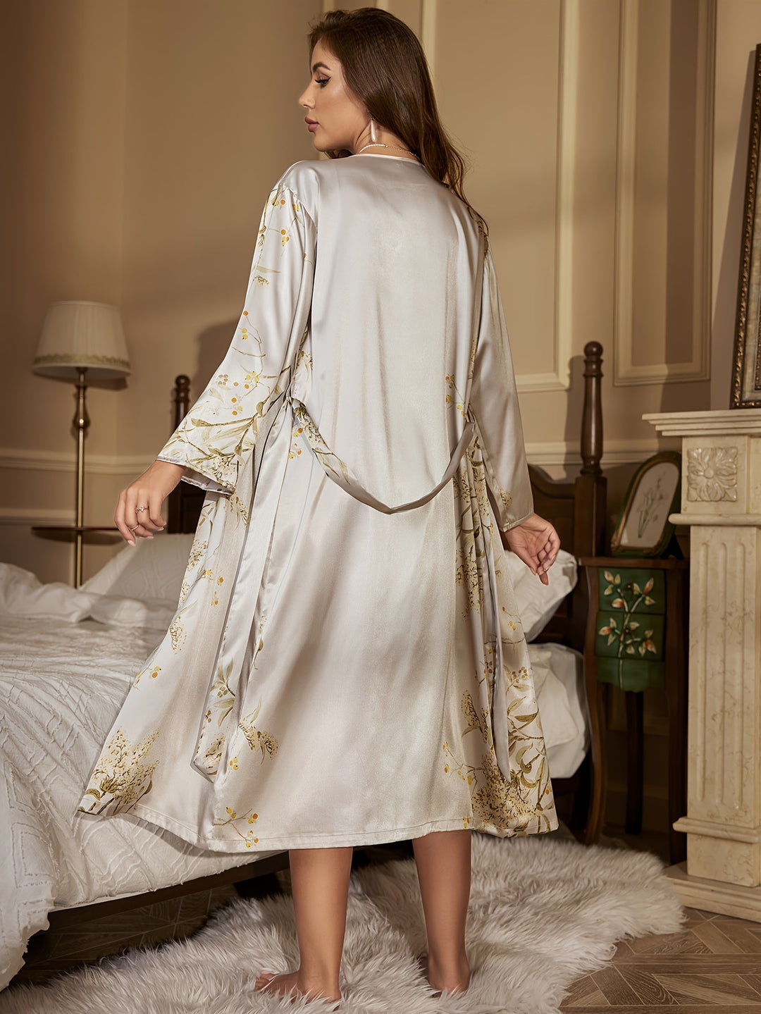 Comfy Satin Floral Print Pyjama Set for Women | Ideal for All Seasons