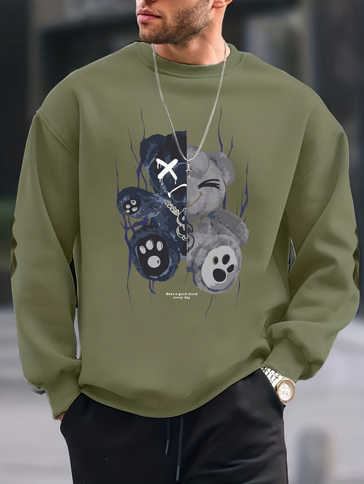 Casual Fashion Crew Neck Cotton Pullover Sweatshirt for Men | Perfect for Casual Days