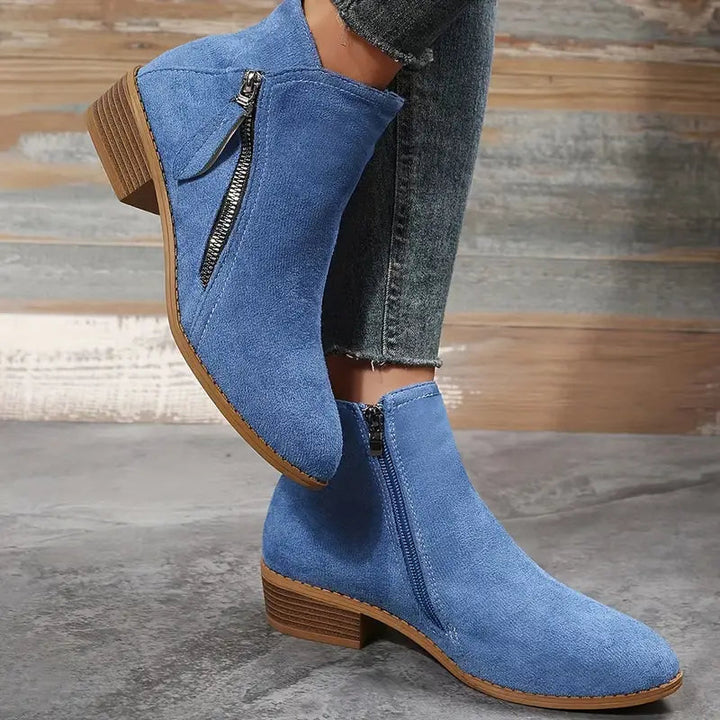 Stylish Suede Ankle Boots with Zipper and Heel for Women | Ideal for Autumn/Winter