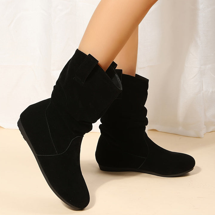 Casual Warm Vegan Leather Suede Flat Boots for Women | Ideal for Autumn/Winter