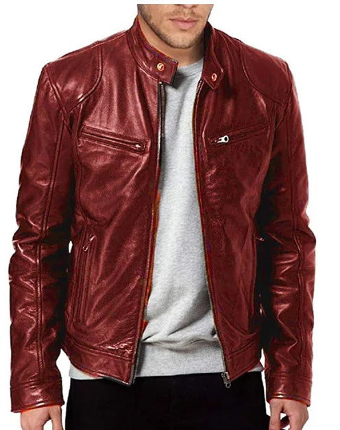 Casual Vegan Leather Jacket Casual Fit For Men | Ideal for Autumn