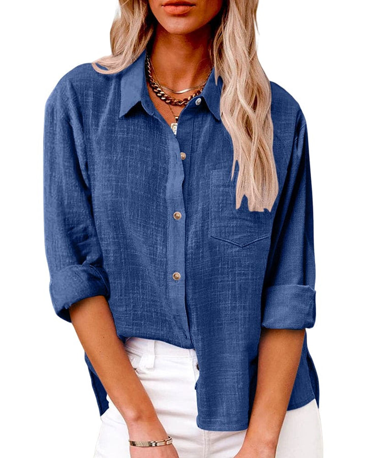 Chic Button Down Long Sleeve Linen Shirt | Perfect for Casual Days