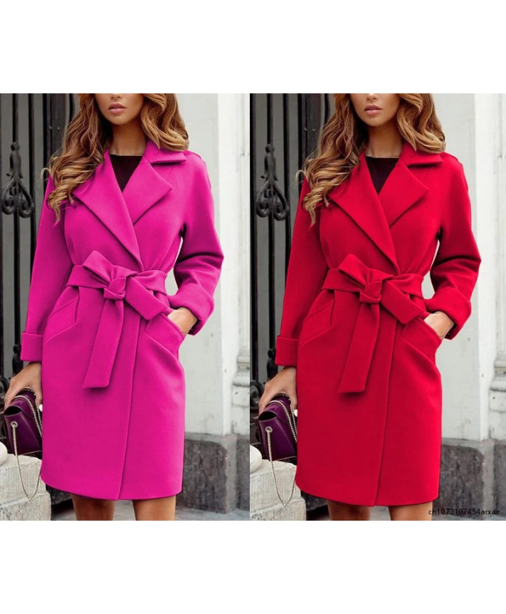 Women’s Stylish Petite Trench Coat with Belt and Lapel Collar | Ideal for Autumn/Winter