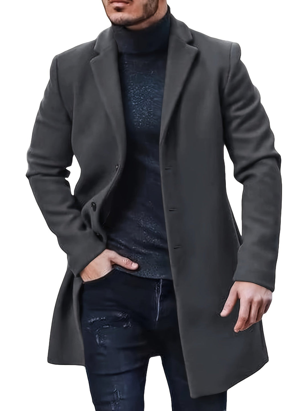 Elegant Single Breasted Winter Jacket for Men | Ideal for Winter